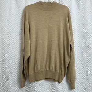 Peter Millar Wool Silk Cashmere Tan Mockneck Sweater Size XL